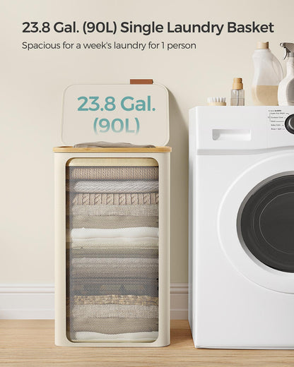 Laundry Basket with Lid 65L Space-Saving 42 x 22.5 x 70.5 cm Ink Black - image 44