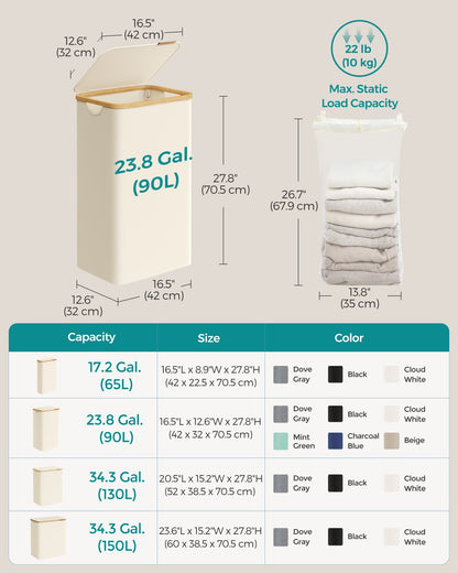 Slim Laundry Hamper with Lid, 23.8 Gallons (90L) - image 6