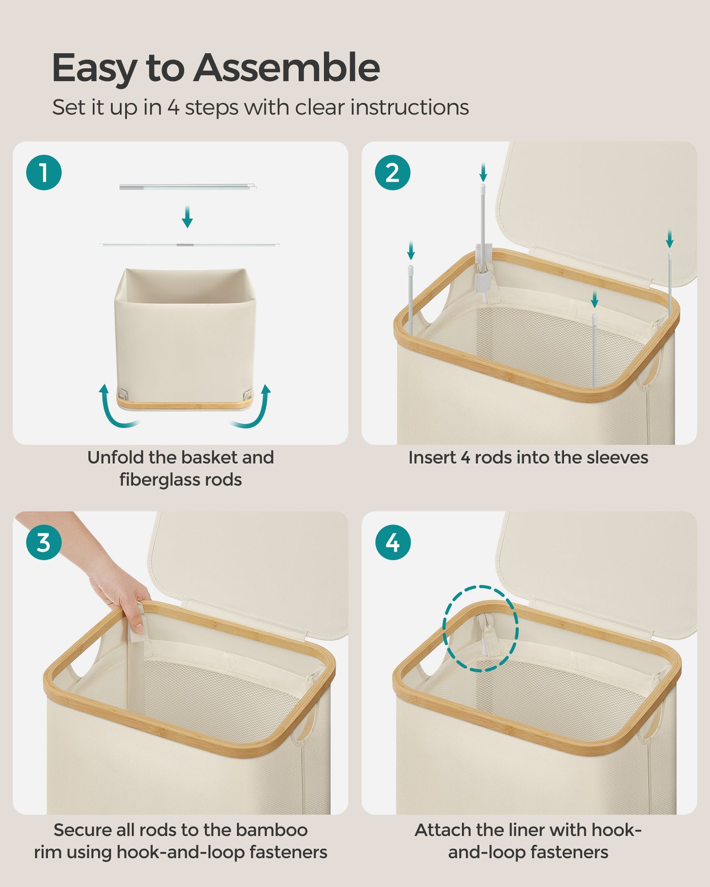 Slim Laundry Hamper with Lid, 23.8 Gallons (90L) - image 8