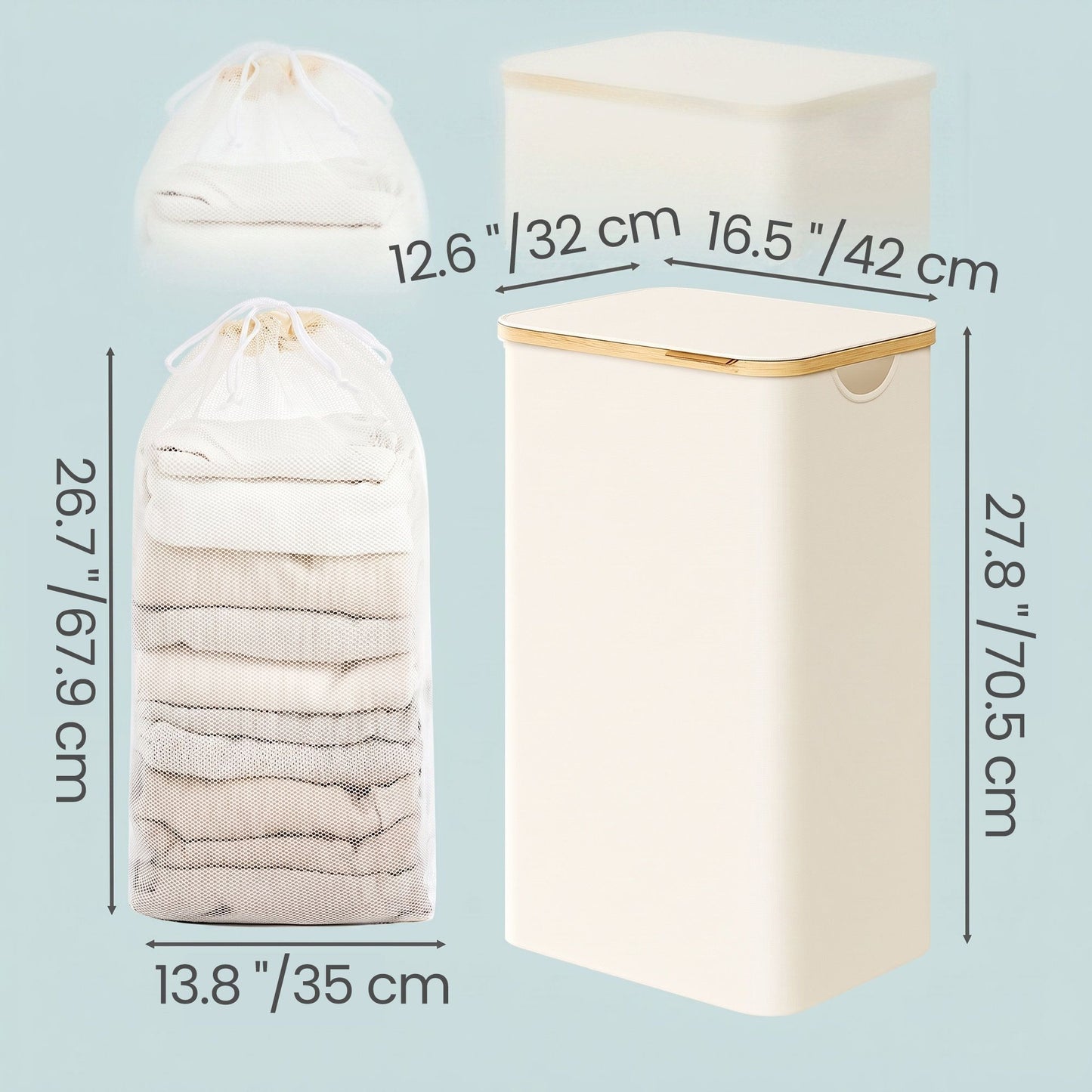 Laundry Basket with Lid, Slim Laundry Hamper, 65 L - image 20
