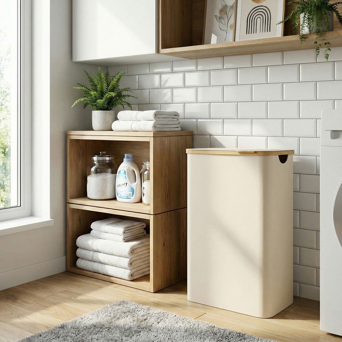 Laundry Basket with Lid, Slim Laundry Hamper, 65 L - image 22