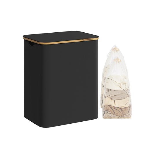 130L 2-Section Laundry Basket with Lid Ink Black - image 1