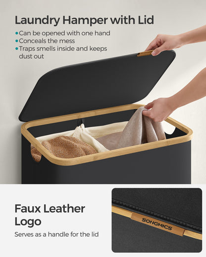130L 2-Section Laundry Basket with Lid Ink Black - image 4