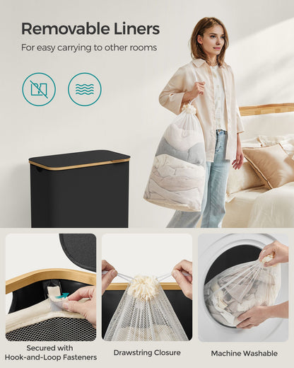130L 2-Section Laundry Basket with Lid Ink Black - image 5