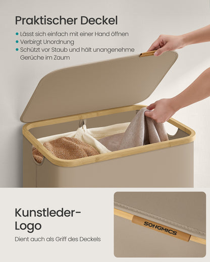 52.8 Gallons (150L) Laundry Basket with Lid Camel Brown