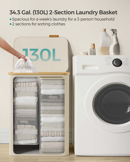 130L 2-Section Laundry Basket with Lid Ink Black - image 20