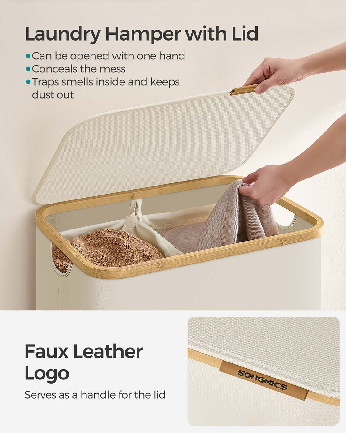 130L 2-Section Laundry Basket with Lid Ink Black - image 21