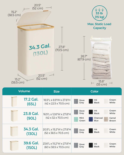 130L 2-Section Laundry Basket with Lid Ink Black - image 25