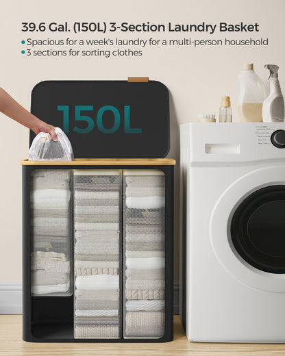 130L 2-Section Laundry Basket with Lid Ink Black - image 29