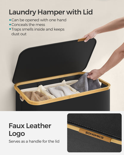 130L 2-Section Laundry Basket with Lid Ink Black - image 30