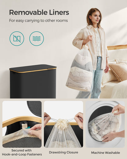 130L 2-Section Laundry Basket with Lid Ink Black - image 31