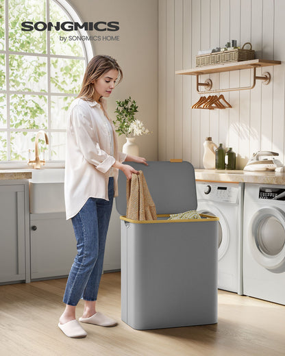 130L 2-Section Laundry Basket with Lid Ink Black - image 37