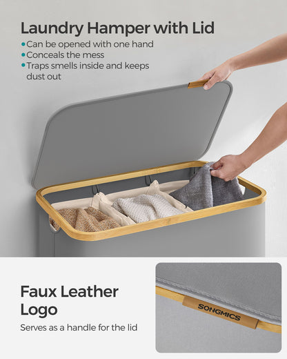 130L 2-Section Laundry Basket with Lid Ink Black - image 39