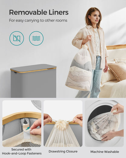 130L 2-Section Laundry Basket with Lid Ink Black - image 40