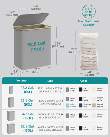 130L 2-Section Laundry Basket with Lid Ink Black - image 41