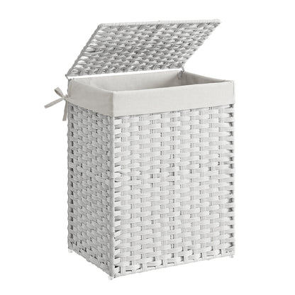 Handwoven Laundry Hamper, 23.8 Gal (90L) Synthetic Rattan Clothes Laundry Basket with Lid and Handles