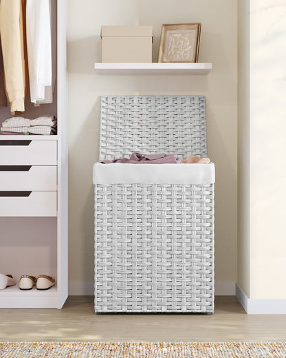 Handwoven Laundry Hamper, 23.8 Gal (90L) Synthetic Rattan Clothes Laundry Basket with Lid and Handles