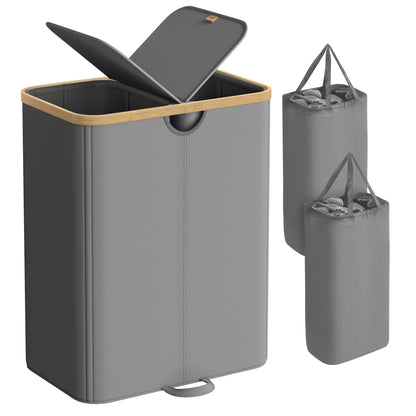Laundry Basket with 2 Compartments, 150 Liter Laundry Sorter with Lid, Laundry Bin - image 1