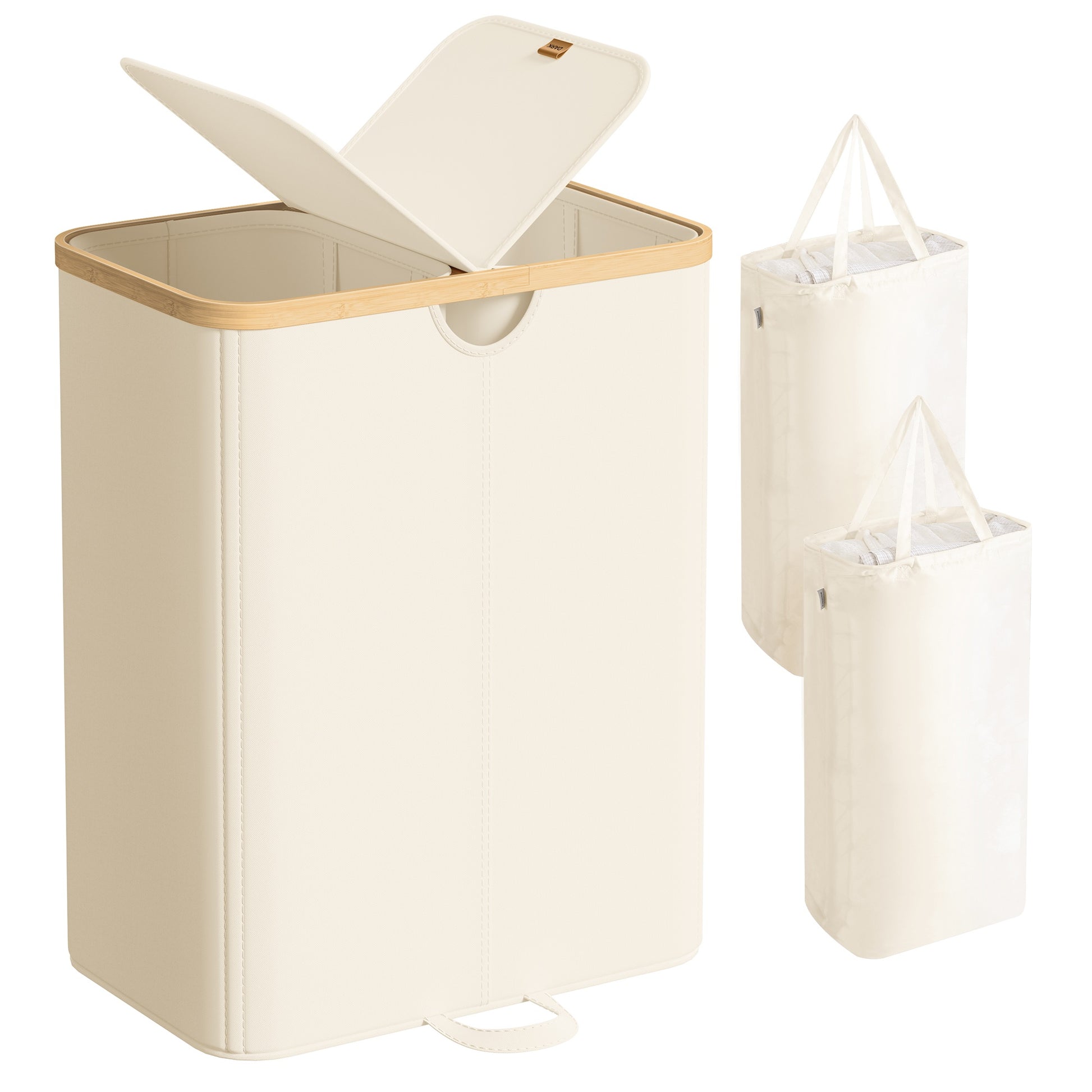Laundry Basket with 2 Compartments, Laundry Basket, 150 L, Sorter with Lid, Removable Clothes Bags - image 1