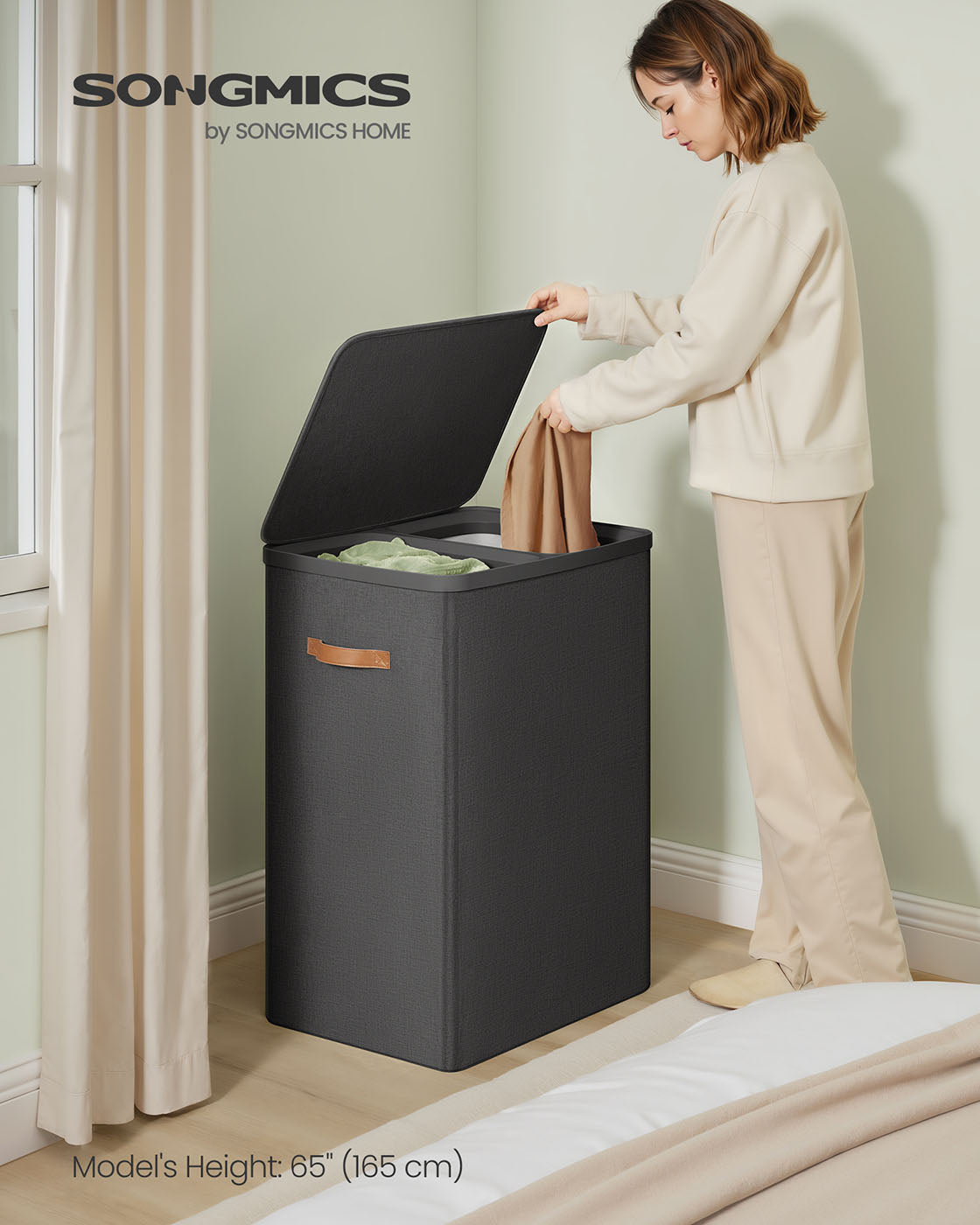 44.9 Gal. Laundry Hamper with Lid and Handles - HWLEXTRA 