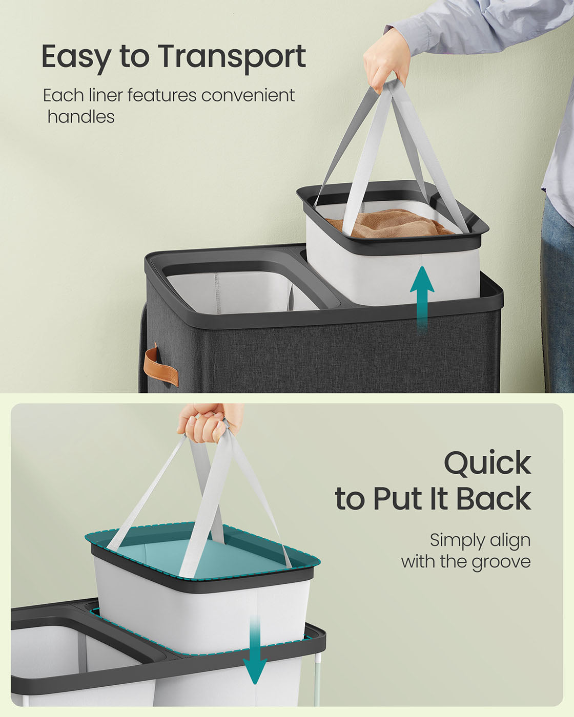 44.9 Gal. Laundry Hamper with Lid and Handles - HWLEXTRA 