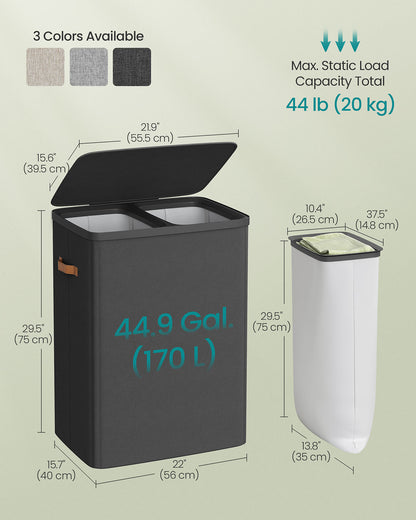 44.9 Gal. Laundry Hamper with Lid and Handles - HWLEXTRA 