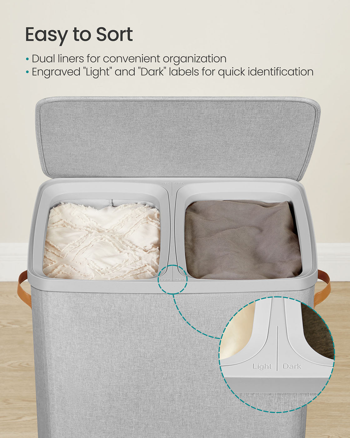44.9 Gal. Laundry Hamper with Lid and Handles - HWLEXTRA 