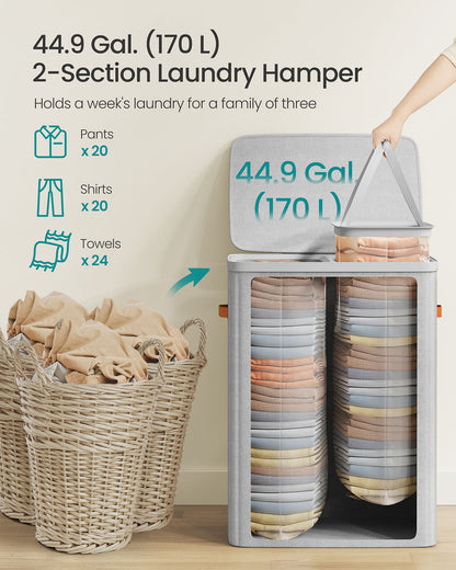 44.9 Gal. Laundry Hamper with Lid and Handles - HWLEXTRA 