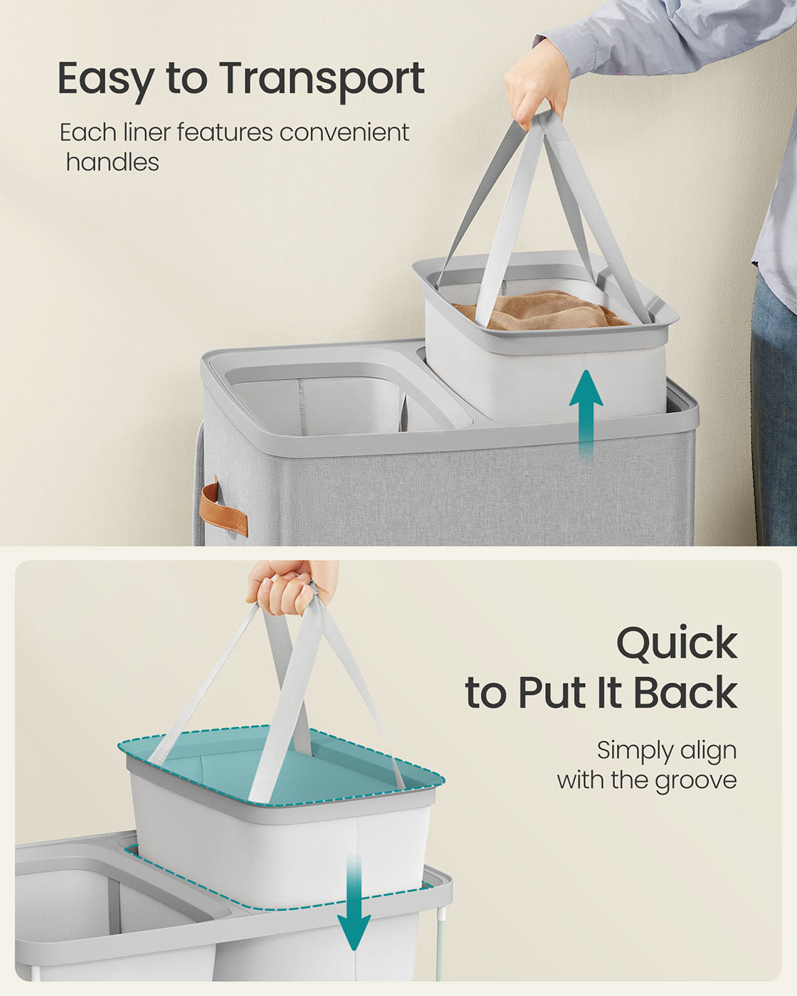 44.9 Gal. Laundry Hamper with Lid and Handles - HWLEXTRA 