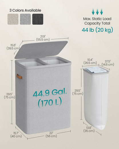 44.9 Gal. Laundry Hamper with Lid and Handles - HWLEXTRA 