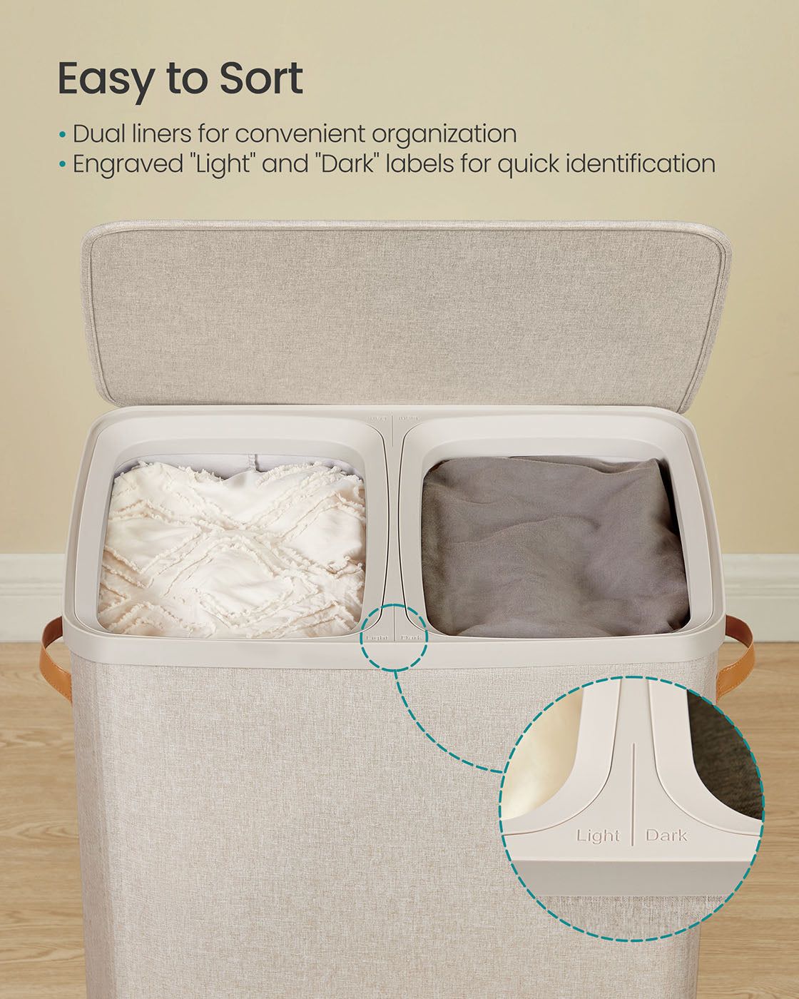 44.9 Gal. Laundry Hamper with Lid and Handles - HWLEXTRA 