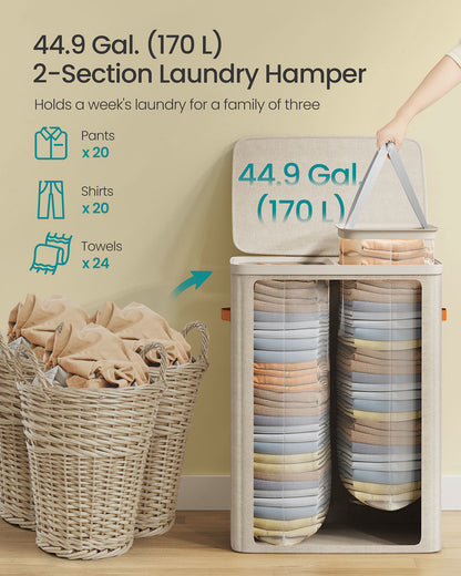 44.9 Gal. Laundry Hamper with Lid and Handles - HWLEXTRA 