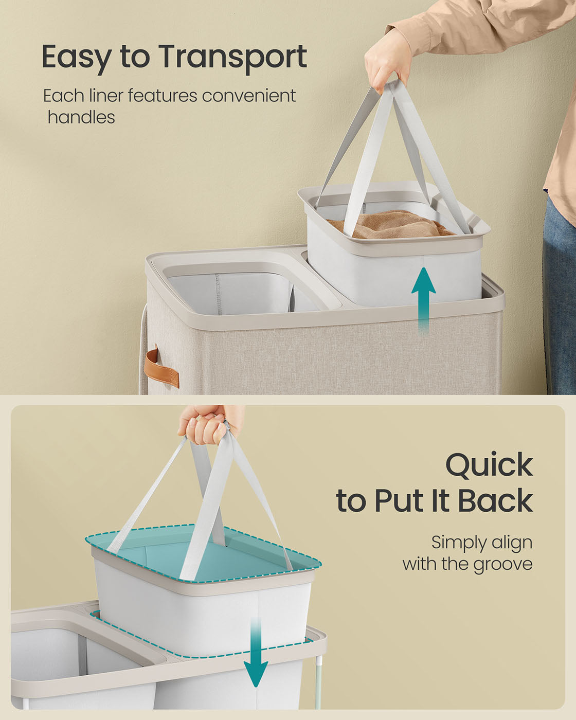 44.9 Gal. Laundry Hamper with Lid and Handles - HWLEXTRA 