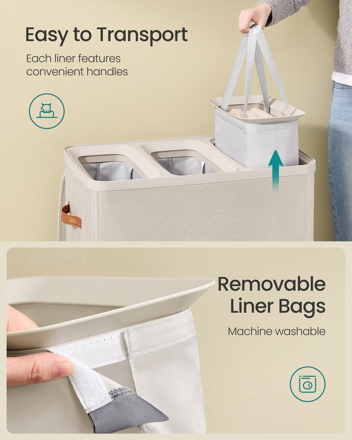 50.2 Gal. Laundry Hamper with Lid and Handles - HWLEXTRA 