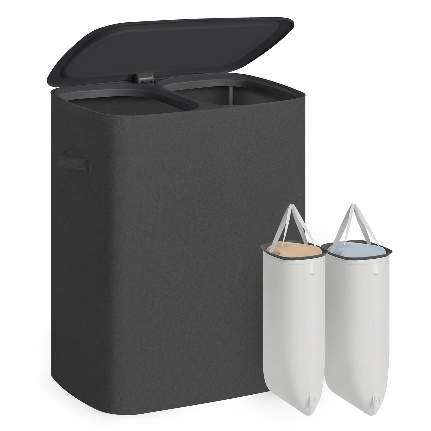 Laundry Basket with Lid, 42.2 Gallons, 2-Compartment Laundry Hamper with Handle, Removable Liner - image 7