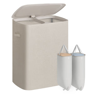 Laundry Basket with Lid, 42.2 Gallons, 2-Compartment Laundry Hamper with Handle, Removable Liner - image 1