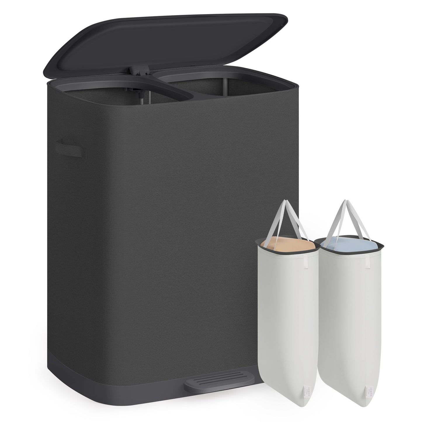 Laundry Basket with Lid, 42.2 Gallons, 2-Compartment Laundry Hamper with Handle and Pedal, Easy Assembly - image 9