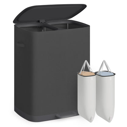 Laundry Basket with Lid, 42.2 Gallons, 2-Compartment Laundry Hamper with Handle and Pedal, Easy Assembly - image 9