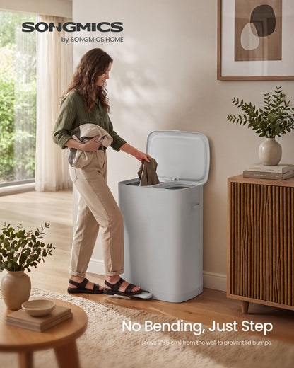 Laundry Basket with Lid, 42.2 Gallons, 2-Compartment Laundry Hamper with Handle and Pedal, Easy Assembly - image 5