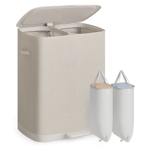Laundry Basket with Lid, 42.2 Gallons, 2-Compartment Laundry Hamper with Handle and Pedal, Easy Assembly - image 1
