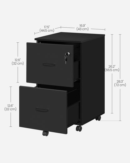 2-Drawer File Cabinet, Small Rolling, Locking, Printer Stand Home Office, A4, Letter-Size Hanging File Folders - image 7