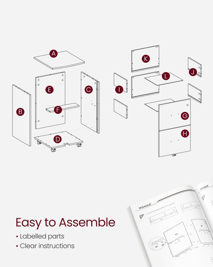 2-Drawer File Cabinet, Small Rolling, Locking, Printer Stand Home Office, A4, Letter-Size Hanging File Folders - image 8
