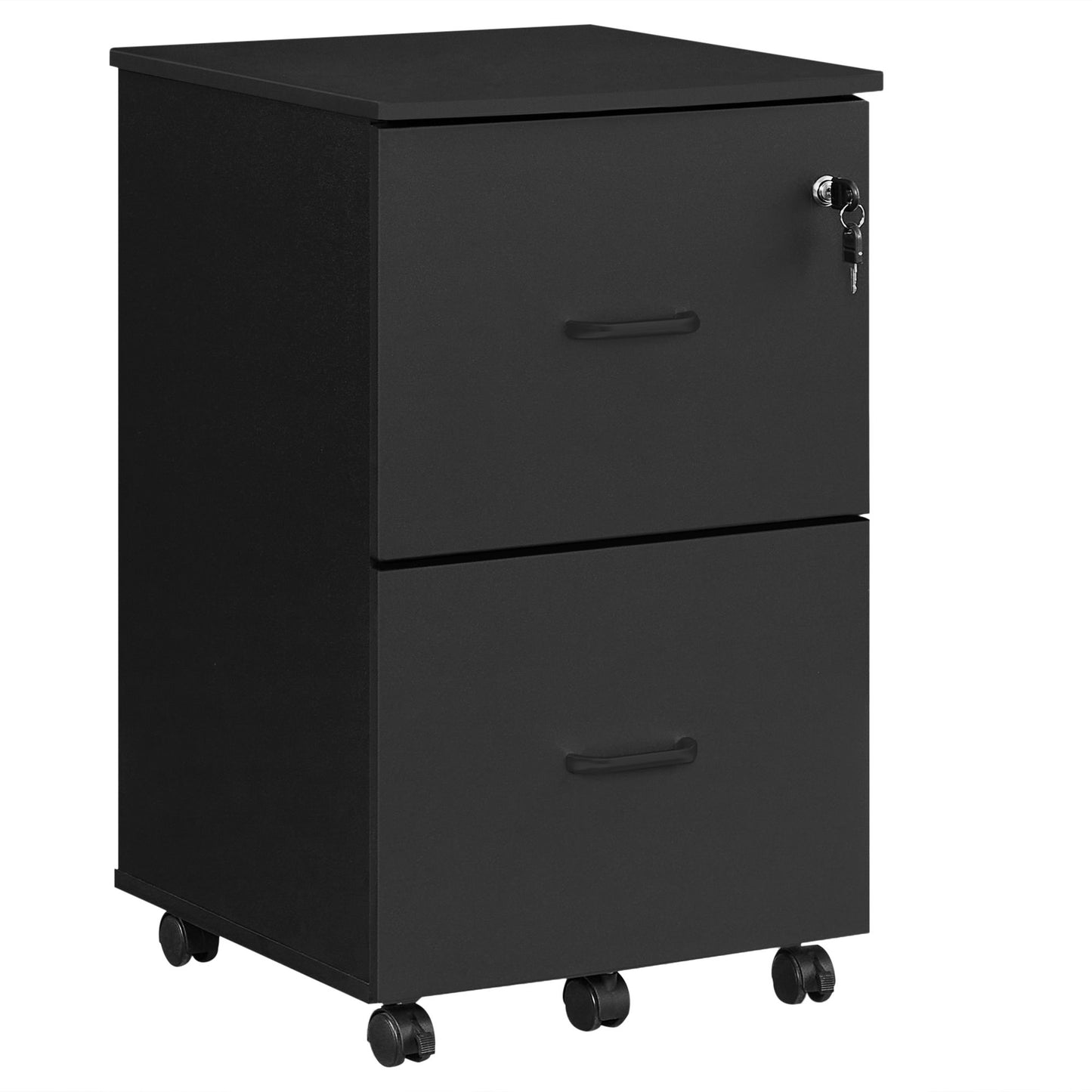 2-Drawer File Cabinet, Locking Filing Cabinet, Black - HWLEXTRA 