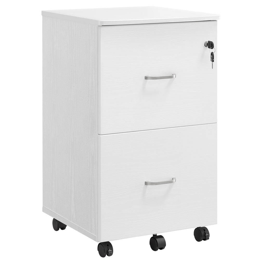2-Drawer File Cabinet, Locking Filing Cabinet, Black - White