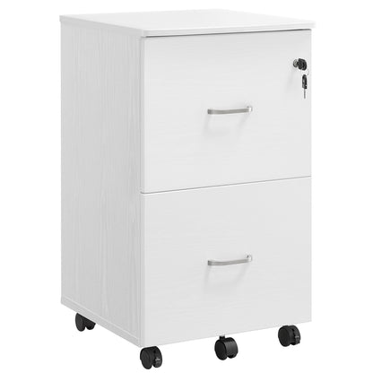 2-Drawer File Cabinet, Locking Filing Cabinet, Black - White