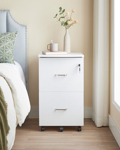 2-Drawer File Cabinet, Small Rolling, Locking, Printer Stand Home Office, A4, Letter-Size Hanging File Folders - image 2