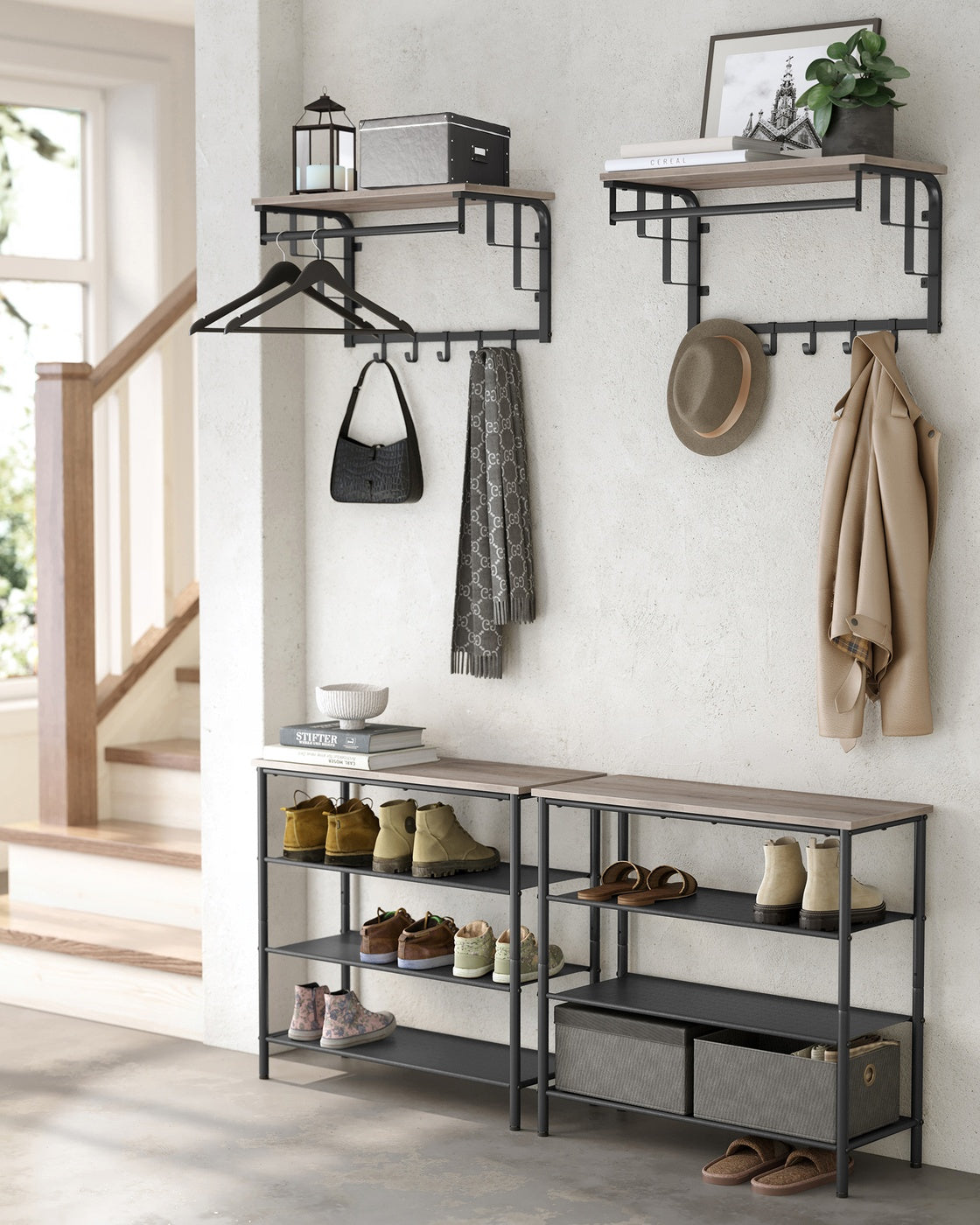 Coat Rack Wall-Mounted, Clothes Rail with 5 Removable Coat Hooks - image 14