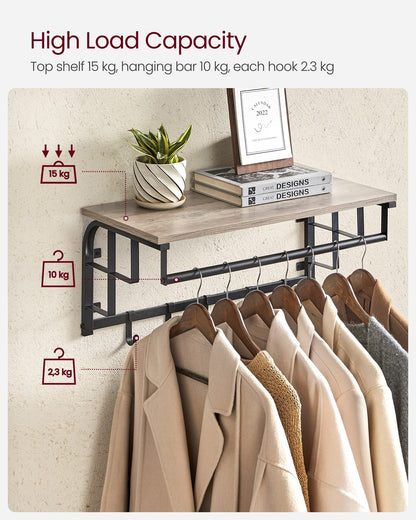 Coat Rack Wall-Mounted, Clothes Rail with 5 Removable Coat Hooks - image 17