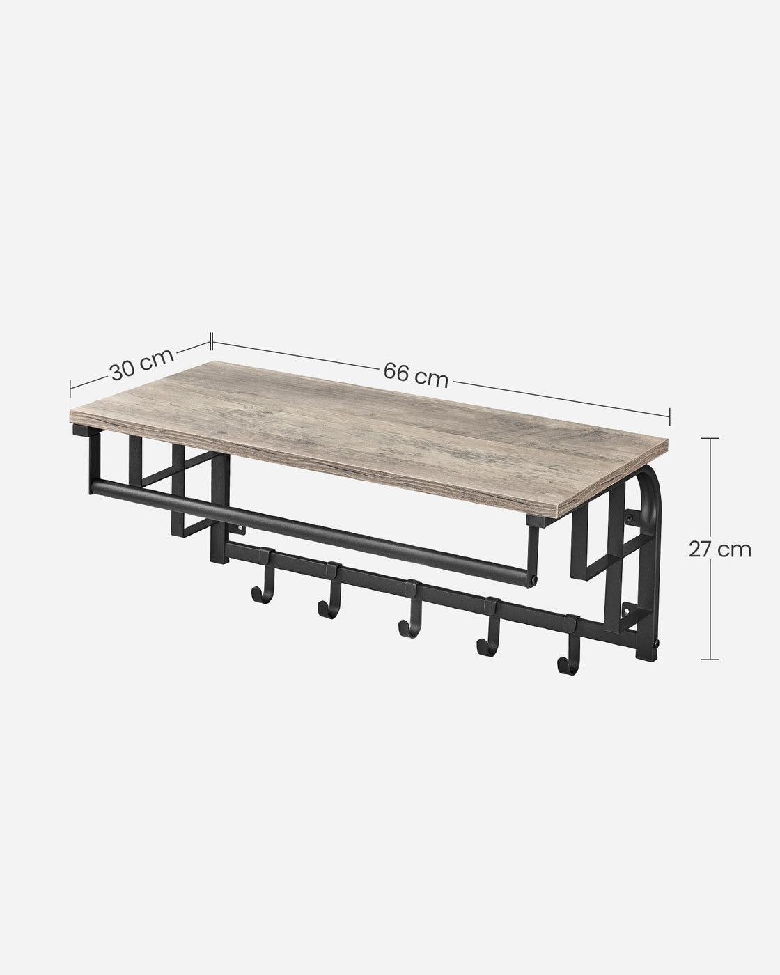 Coat Rack Wall-Mounted, Clothes Rail with 5 Removable Coat Hooks - image 18