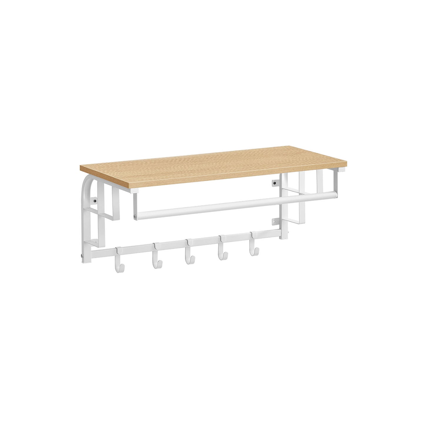 Coat Rack Wall-Mounted with 5 Hooks Golden Oak and Cloud White - image 1
